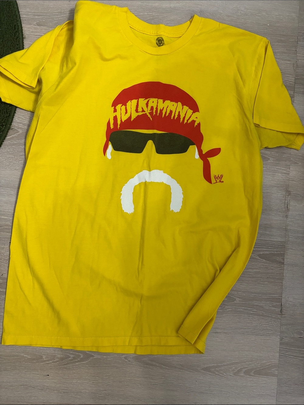WWE Yellow Hulkamania Graphic Tee with Red Bandana